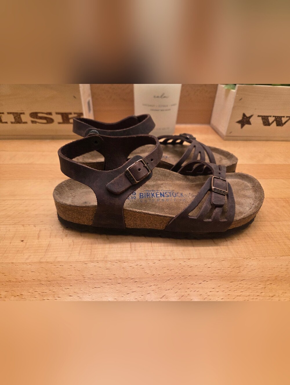 Birkenstock Bali Sandals Brown Habana Oiled Leather Women's Sz 36